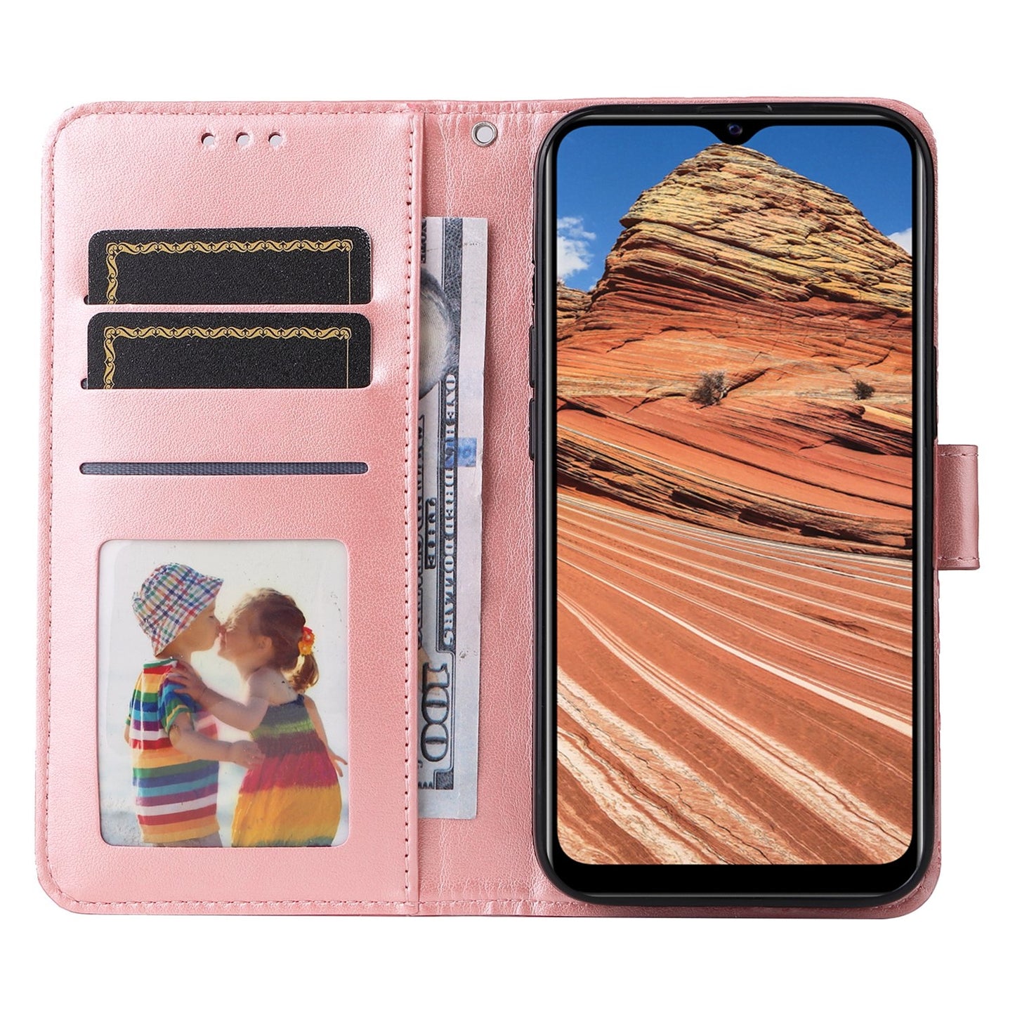 For vivo Y20 Sunflower Embossed Leather Wallet Phone Case with Kickstand and Card Holder