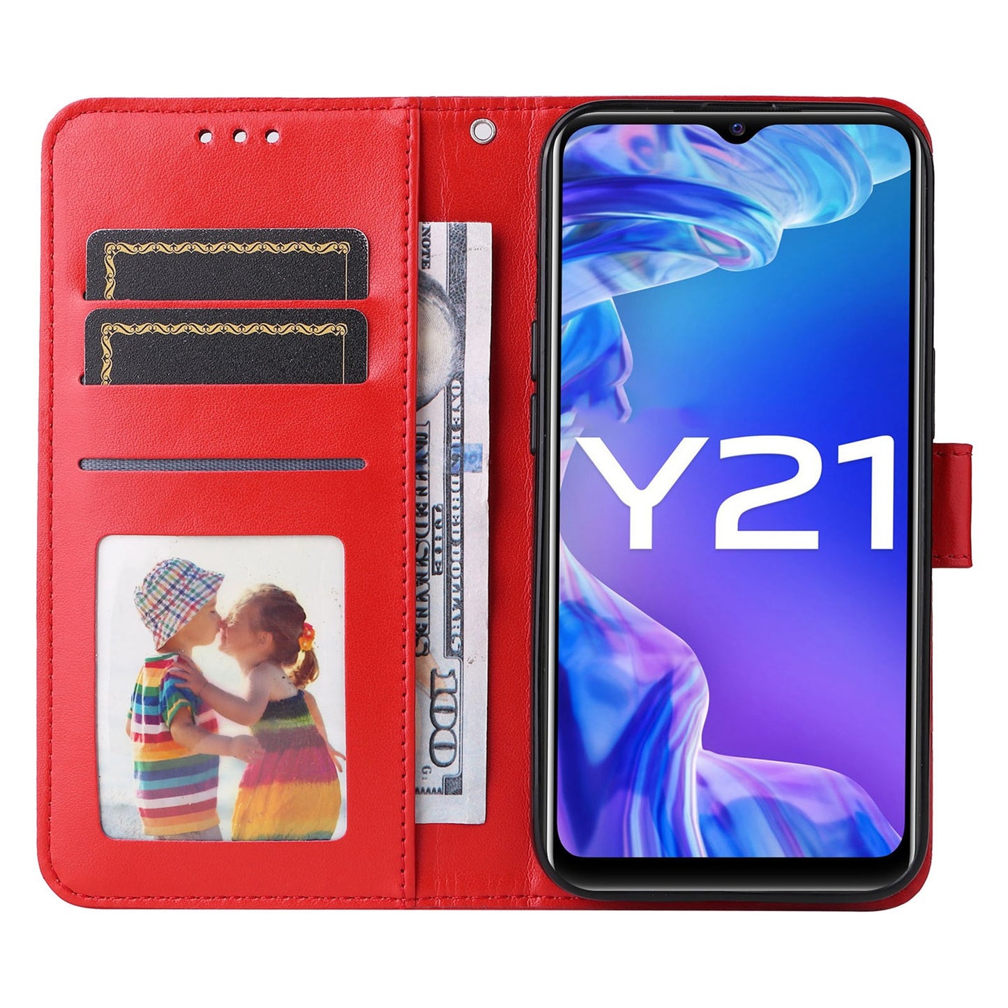For vivo Y33s Sunflower Embossed Leather Wallet Phone Case with Kickstand and Card Holder