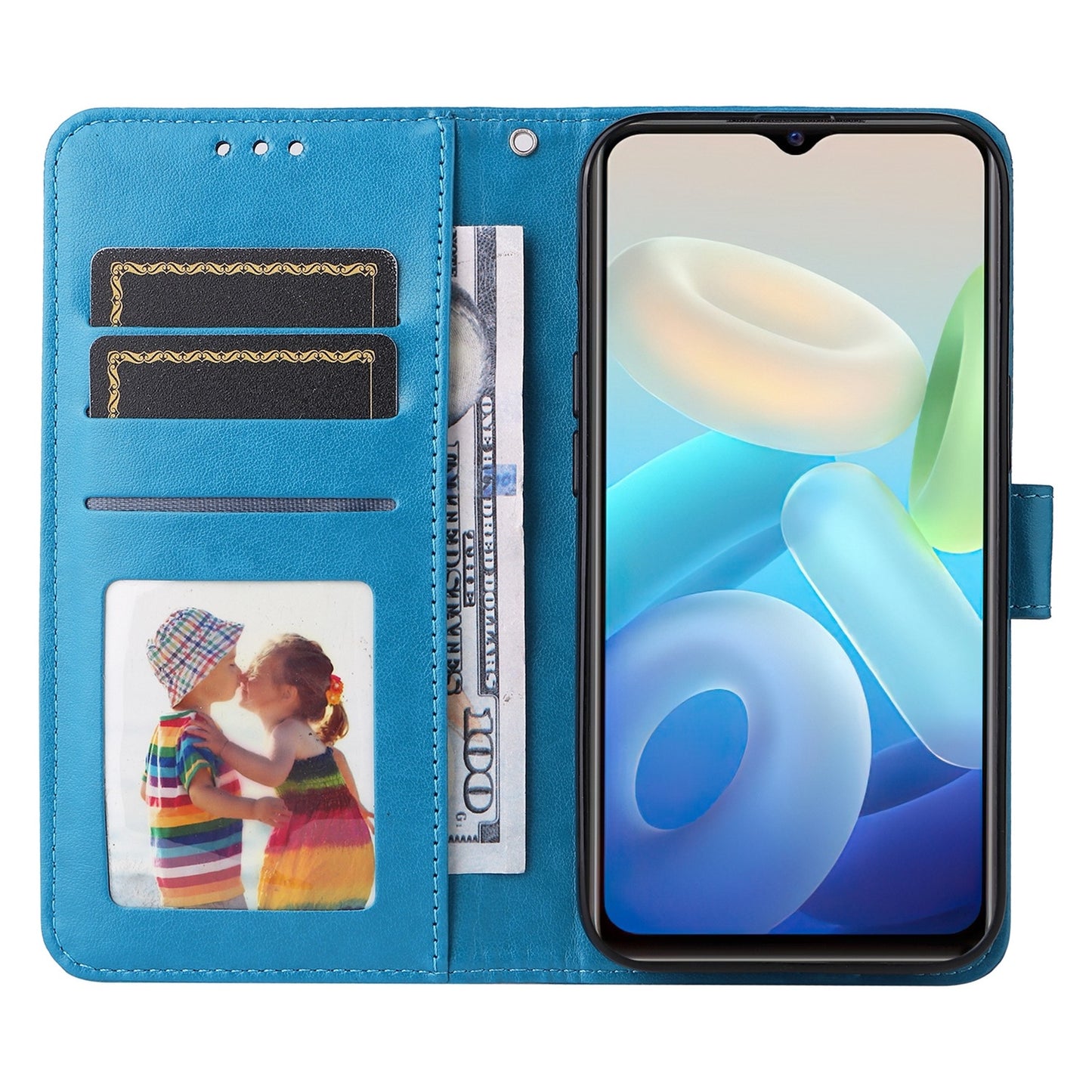 For vivo Y75 5G Sunflower Embossed Leather Wallet Phone Case with Kickstand and Card Holder
