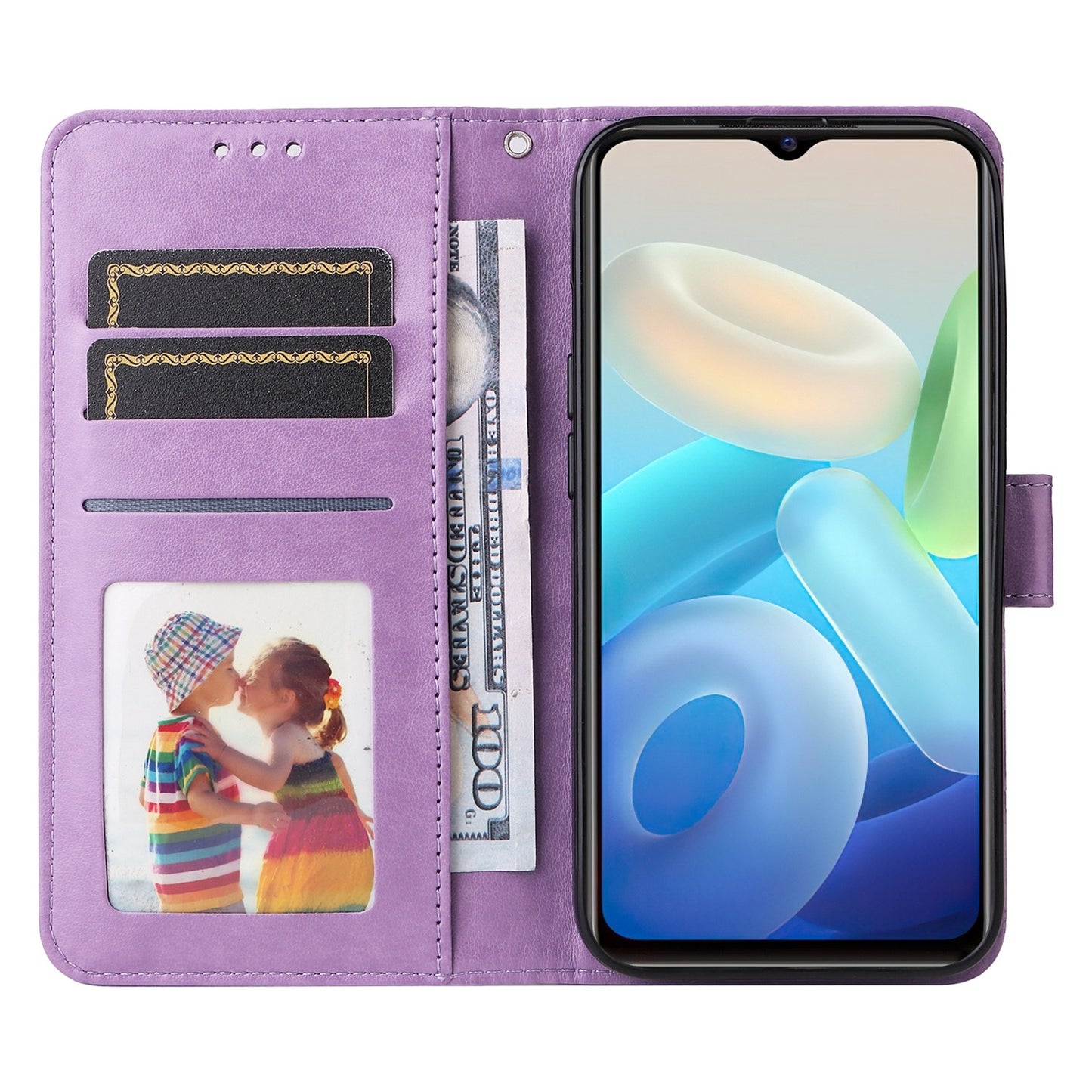 For vivo Y75 5G Sunflower Embossed Leather Wallet Phone Case with Kickstand and Card Holder