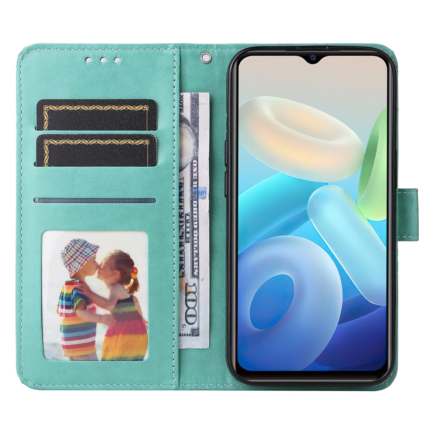 For vivo Y75 5G Sunflower Embossed Leather Wallet Phone Case with Kickstand and Card Holder