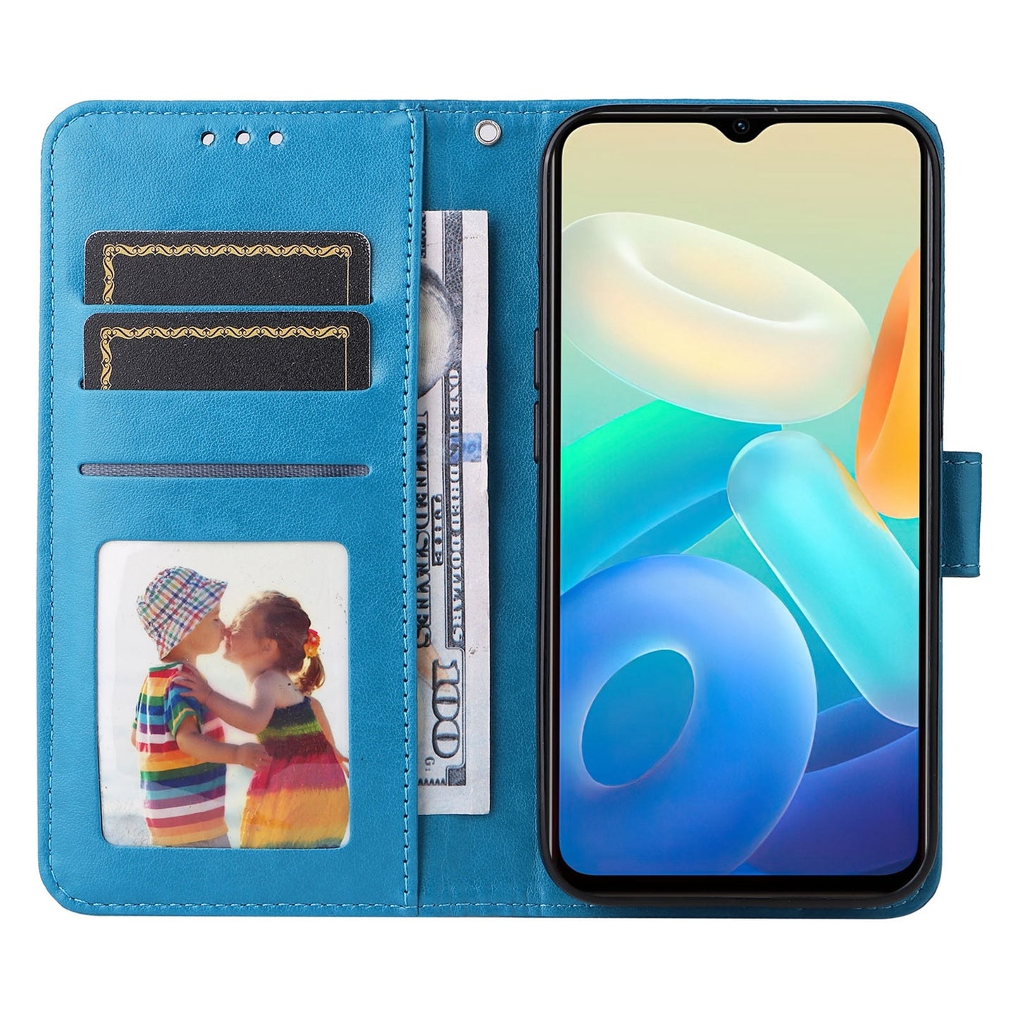 For vivo Y76 5G Sunflower Embossed Leather Wallet Phone Case with Kickstand and Card Holder
