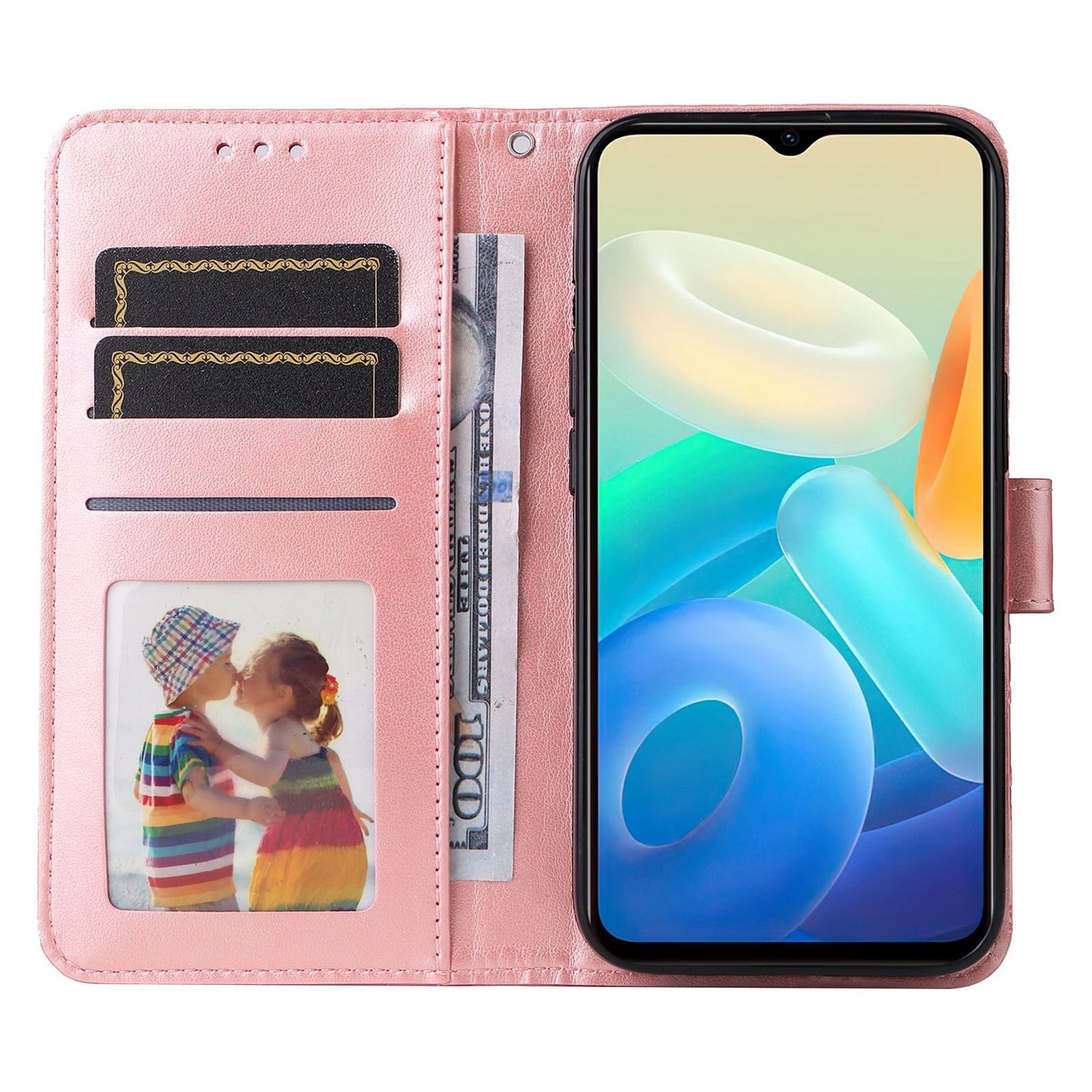 For vivo Y76 5G Sunflower Embossed Leather Wallet Phone Case with Kickstand and Card Holder