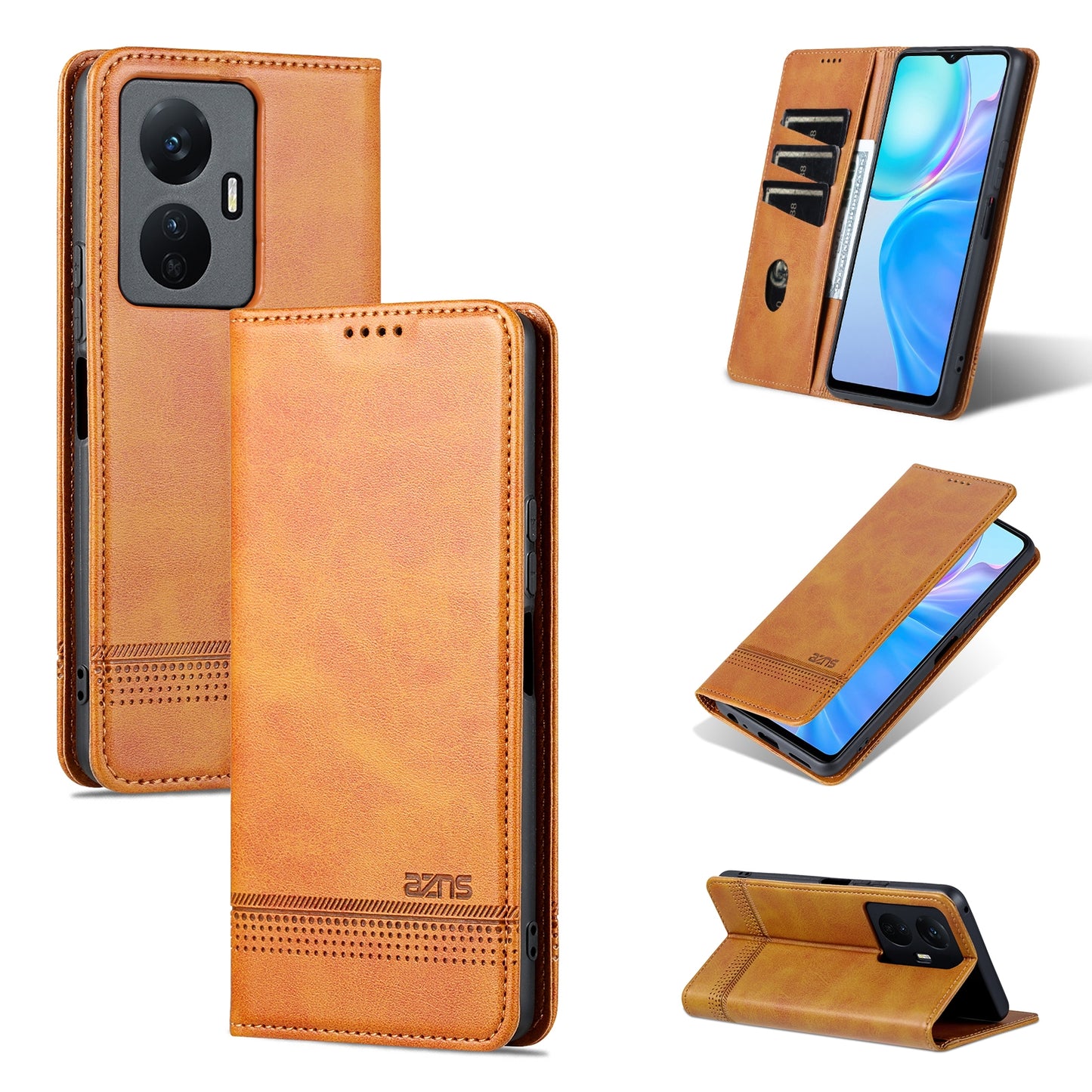 For Vivo Y77e/Y77 5G Leather Wallet Case with Card Holder & Magnetic Closure