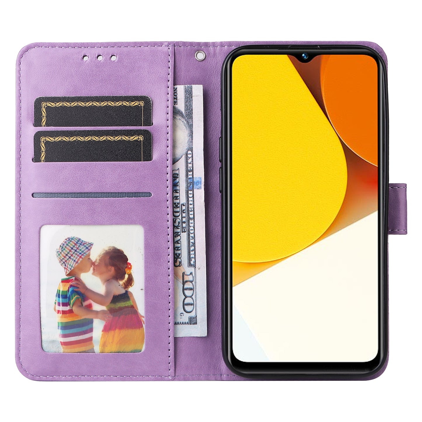 For vivo Y35 4G Sunflower Embossed Leather Wallet Phone Case with Kickstand and Card Holder