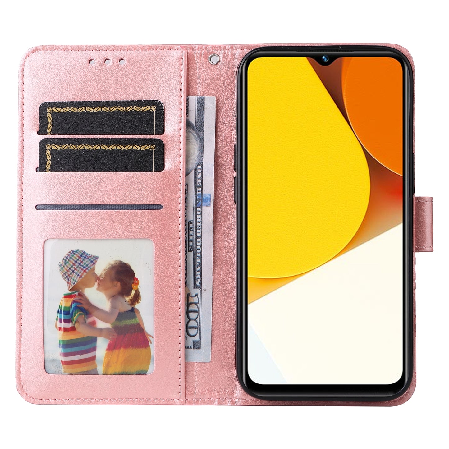 For vivo Y35 4G Sunflower Embossed Leather Wallet Phone Case with Kickstand and Card Holder