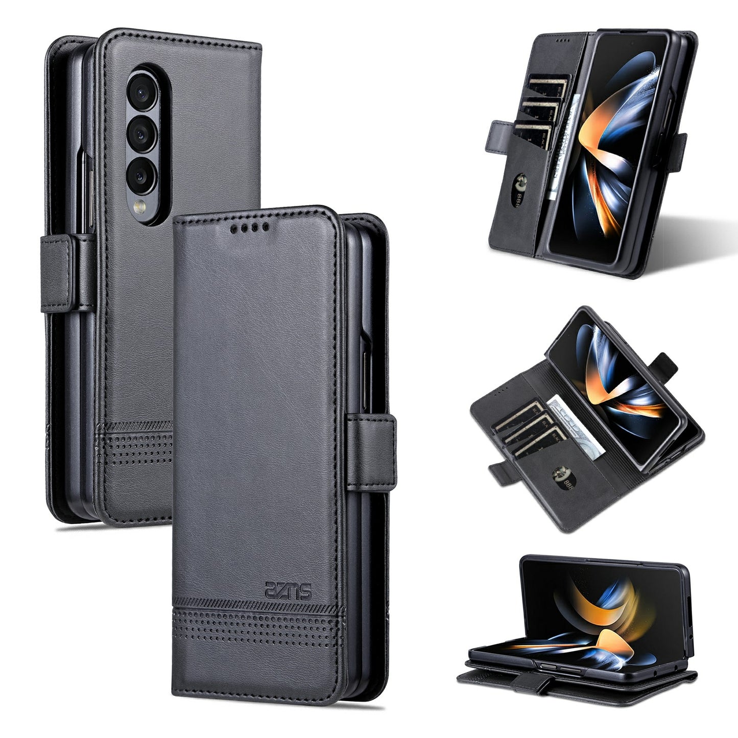 For Samsung Galaxy Z Fold3 5G Leather Wallet Case with Card Holder & Magnetic Closure
