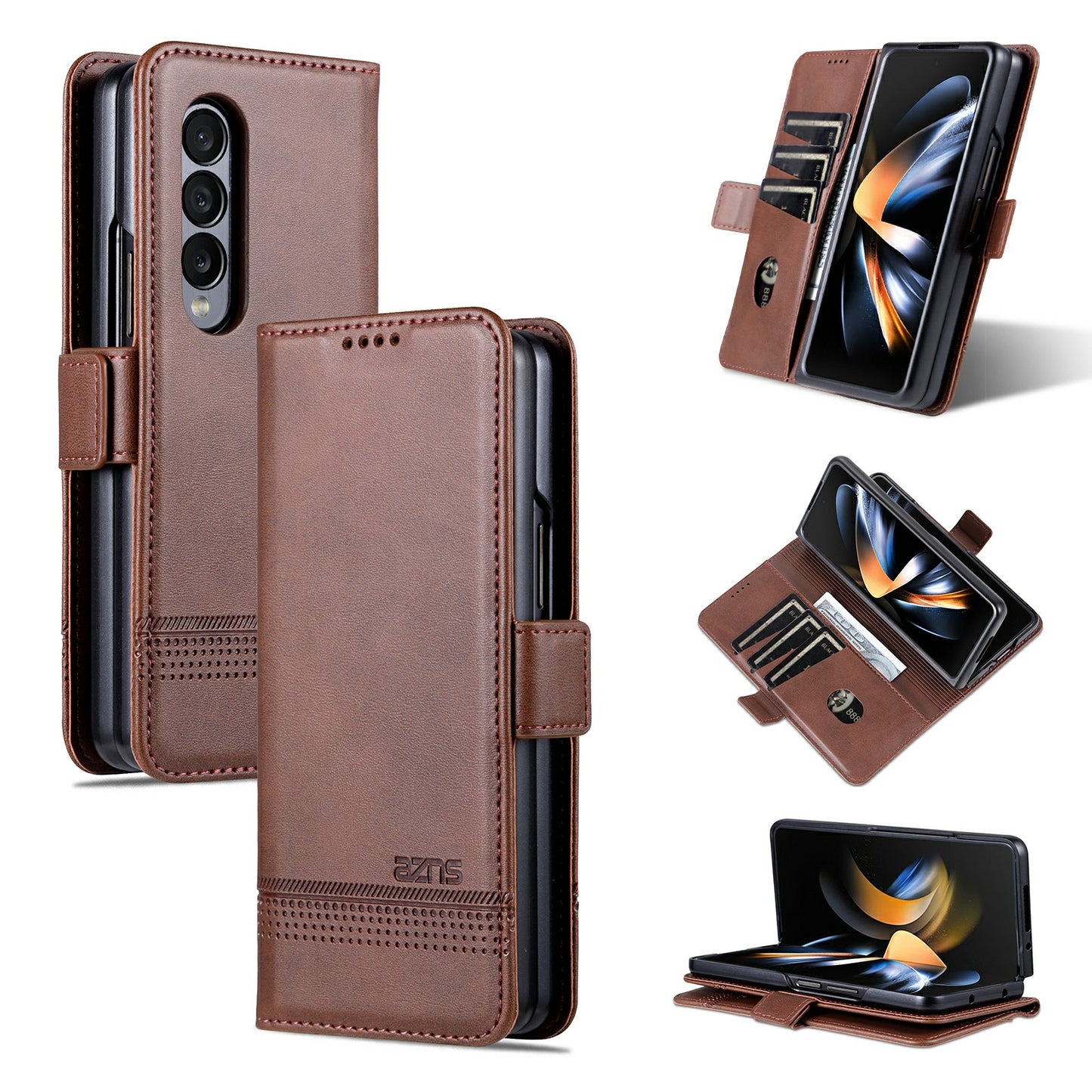 For Samsung Galaxy Z Fold3 5G Leather Wallet Case with Card Holder & Magnetic Closure