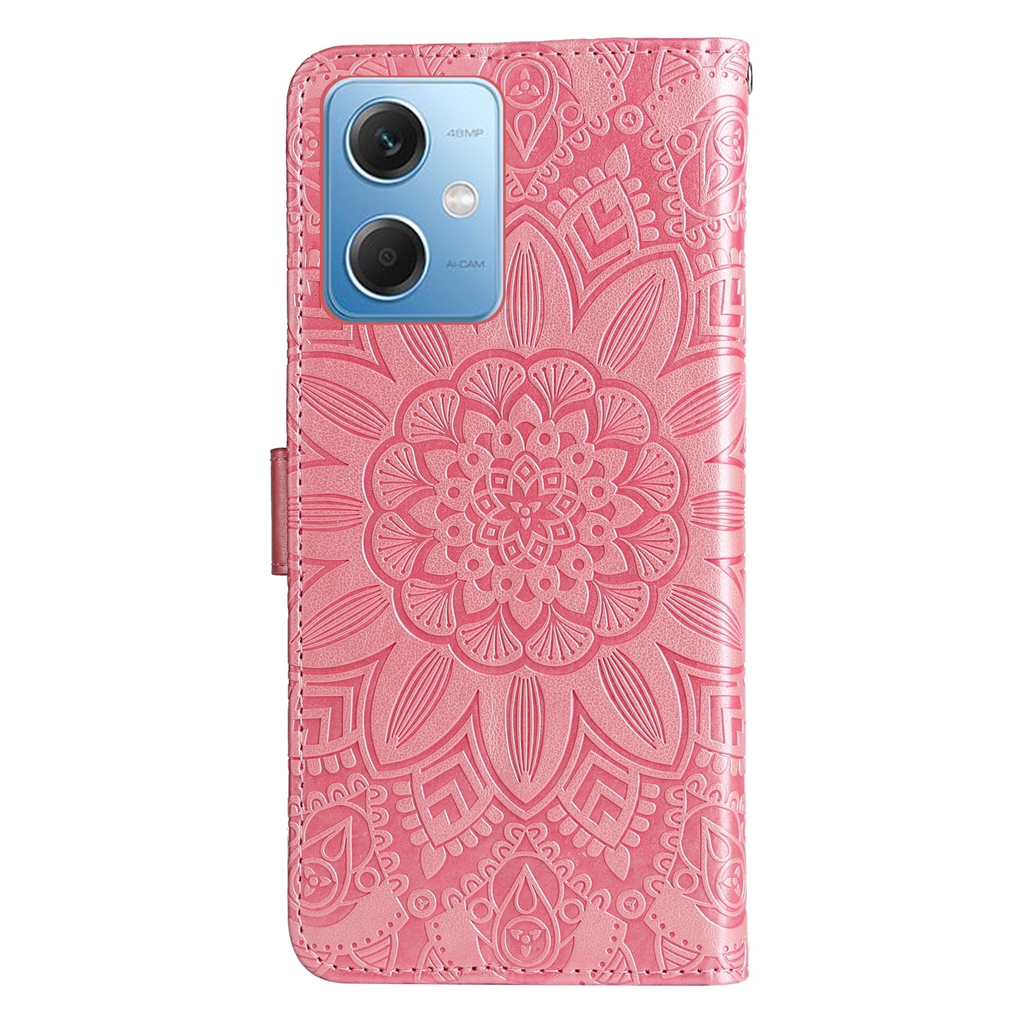 Xiaomi Redmi Note 12 China Sunflower Embossed Leather Wallet Phone Case with Kickstand and Card Holder