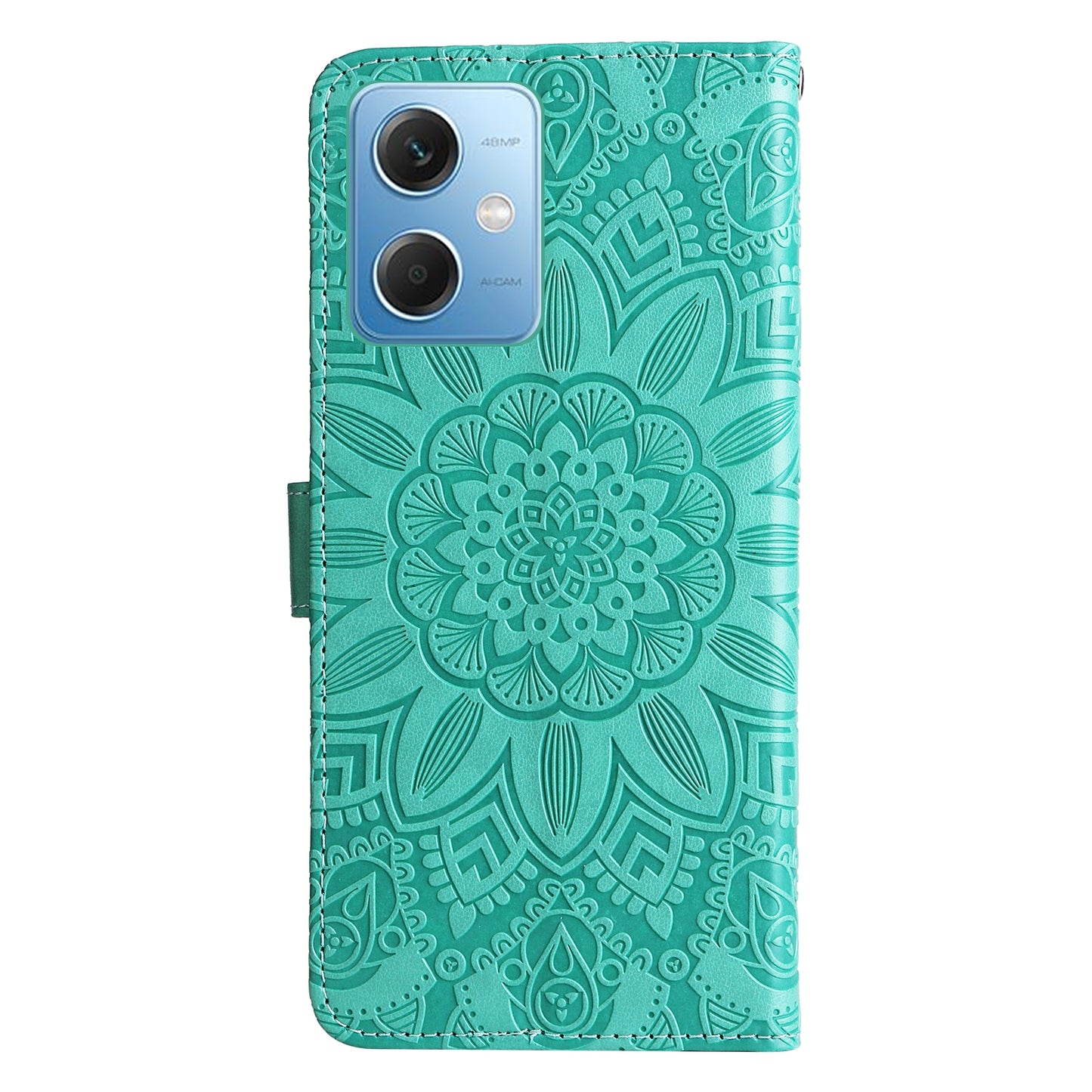 Xiaomi Redmi Note 12 China Sunflower Embossed Leather Wallet Phone Case with Kickstand and Card Holder