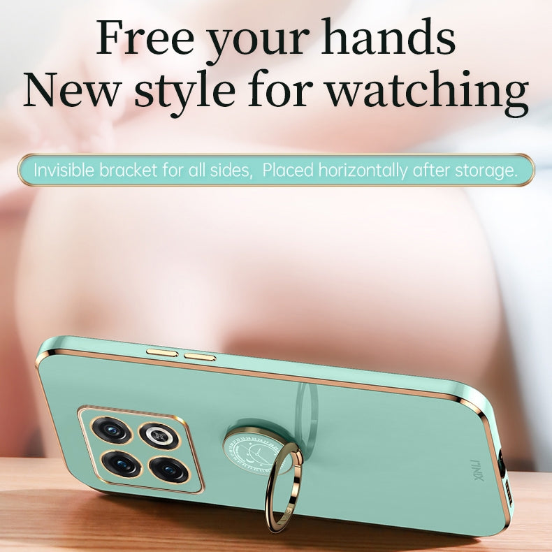 OnePlus Ace Pro Tough TPU Phone Case with 6D Electroplate, Straight Edge Design, and Comfortable Ring Holder