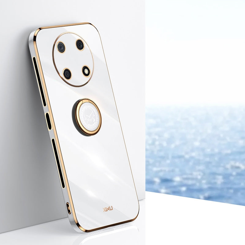 Huawei Enjoy 50 Pro Tough TPU Phone Case with 6D Electroplate, Straight Edge Design, and Comfortable Ring Holder