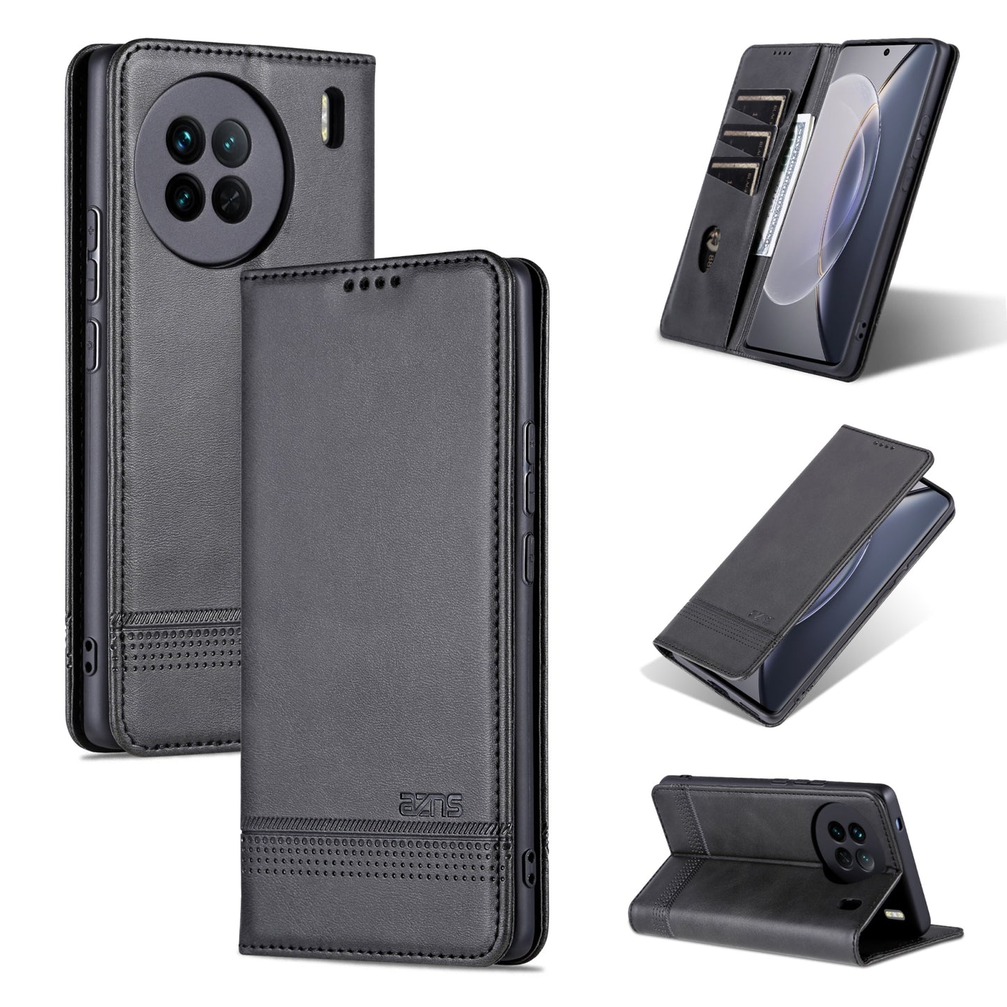For Vivo X90 Pro Leather Wallet Case with Card Holder & Magnetic Closure