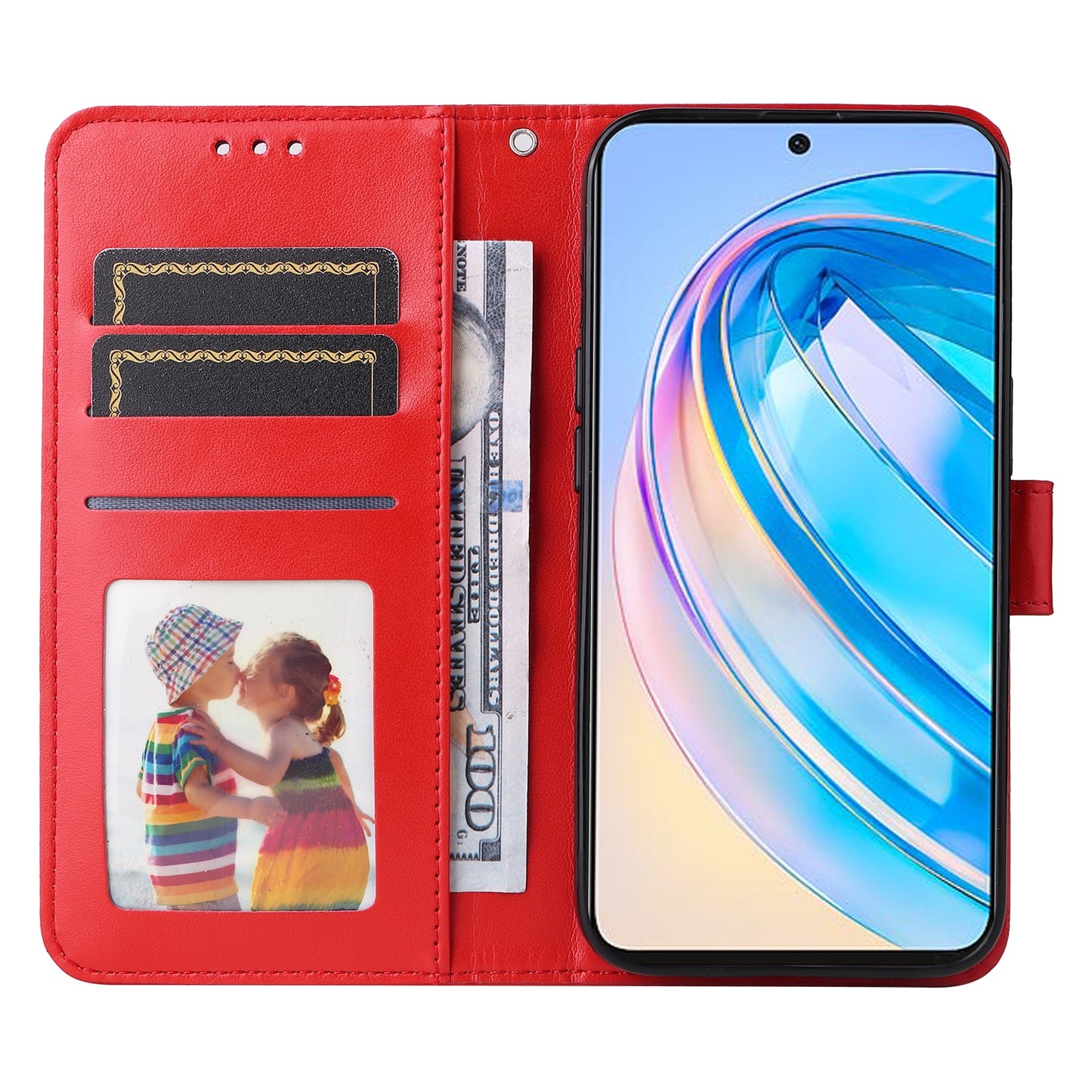 Honor X8a Sunflower Embossed Leather Wallet Phone Case with Kickstand and Card Holder