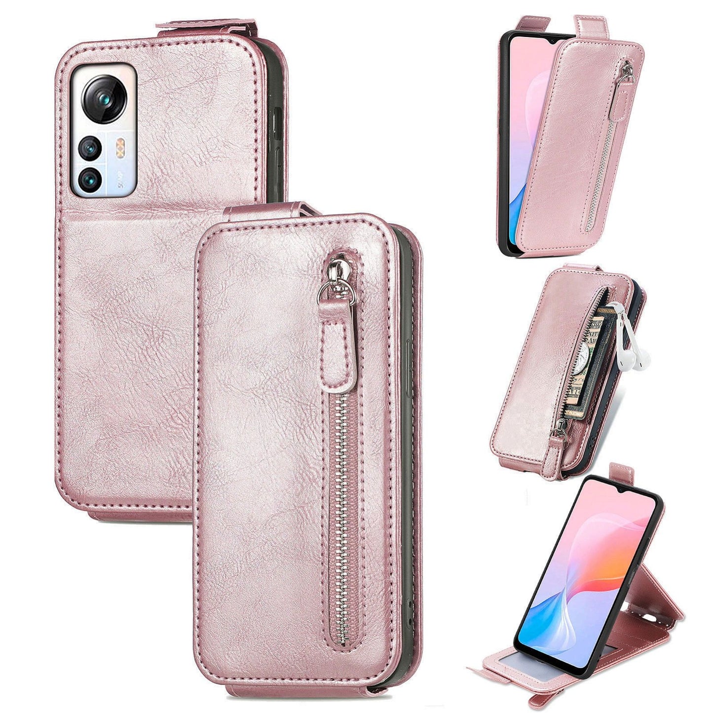 For Blackview A85 Zipper Wallet Case - Vertical Flip Leather Phone Cover with Multiple Card Slots and Stand