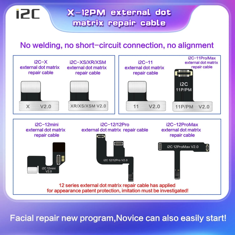 i2C MC12 SK-BOX Dot-Matrix Flex Cable V2.0 for iPhone 11 - Face ID Fix, No Soldering Required