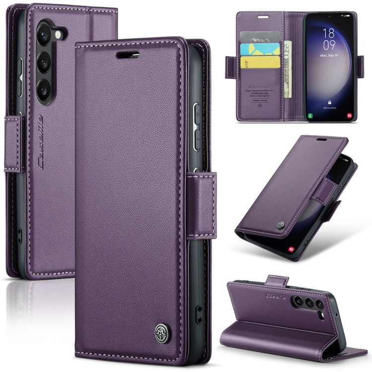 Samsung Galaxy S23+ 5G Leather Case - RFID Anti-theft Butterfly Buckle, Card Wallet & Stand, Litchi Texture