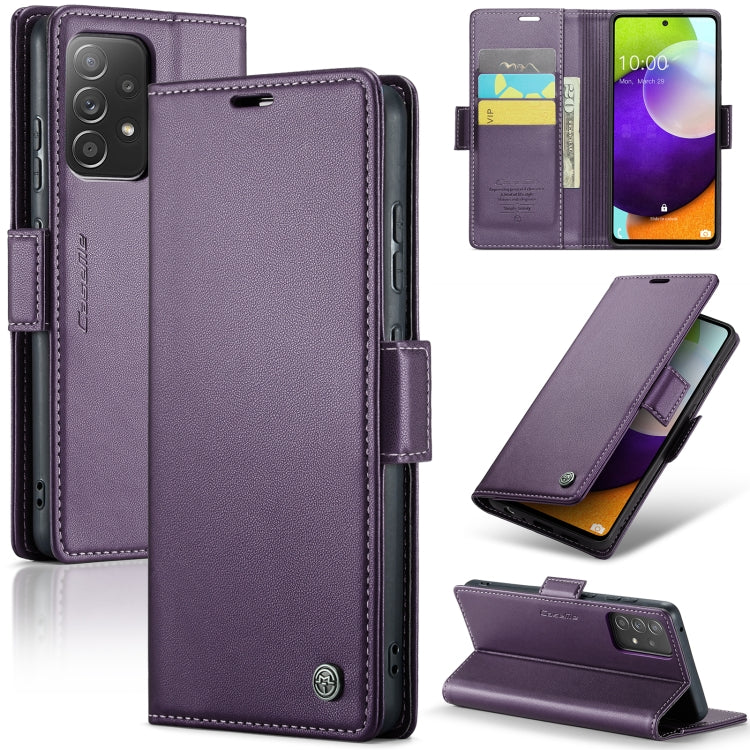 Samsung Galaxy A52/A52s 5G Case - RFID Anti-Theft Leather with Butterfly Buckle, Card Slot, Stand - Litchi Texture