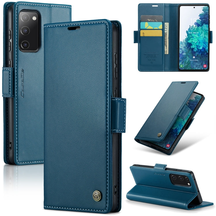 Samsung Galaxy S20 FE Case - RFID Anti-Theft Leather, Butterfly Buckle, Card Slot, Litchi Texture