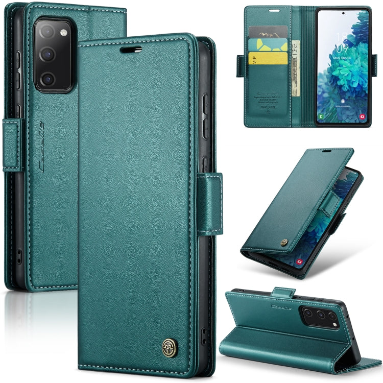Samsung Galaxy S20 FE Case - RFID Anti-Theft Leather, Butterfly Buckle, Card Slot, Litchi Texture