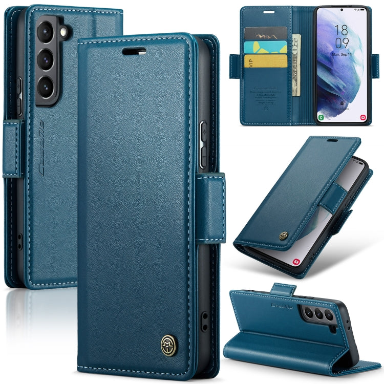 For Samsung Galaxy S21 5G Case - RFID Blocking Litchi Texture Leather Wallet with Stand & Card Holder