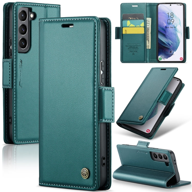 For Samsung Galaxy S21 5G Case - RFID Blocking Litchi Texture Leather Wallet with Stand & Card Holder