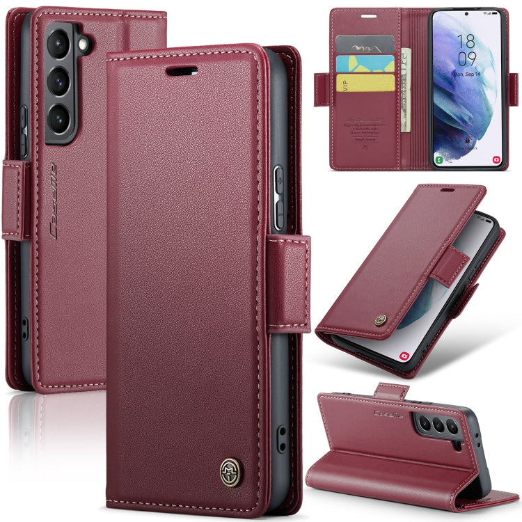 For Samsung Galaxy S21+ 5G Case - RFID Anti-theft Litchi Leather with Card Slot & Stand