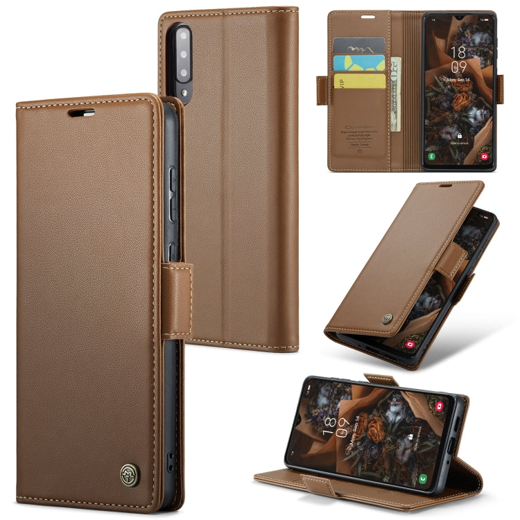 For Samsung Galaxy A30s/A50s/A50 RFID Leather Case - Litchi Texture with Card Slot & Stand