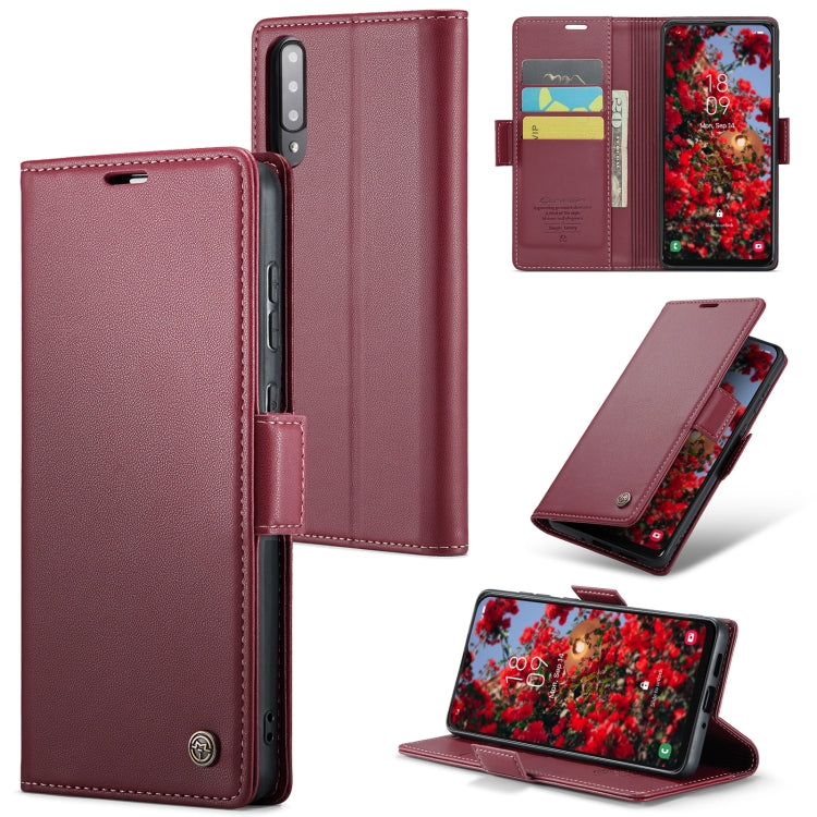 For Samsung Galaxy A30s/A50s/A50 RFID Leather Case - Litchi Texture with Card Slot & Stand
