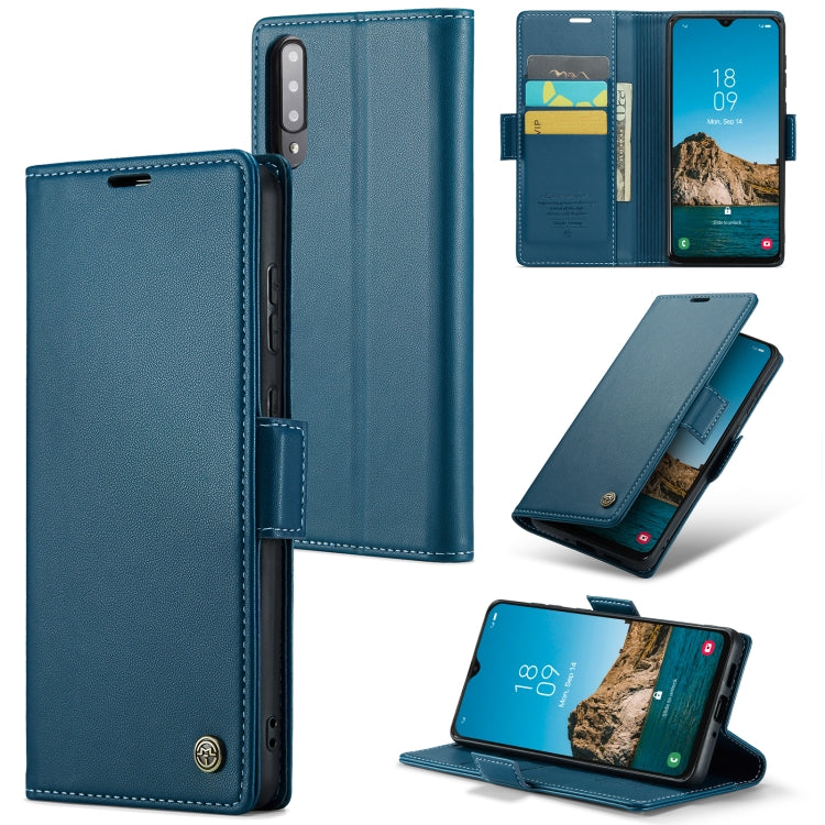 For Samsung Galaxy A30s/A50s/A50 RFID Leather Case - Litchi Texture with Card Slot & Stand