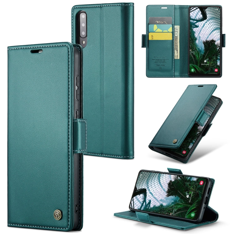 For Samsung Galaxy A30s/A50s/A50 RFID Leather Case - Litchi Texture with Card Slot & Stand
