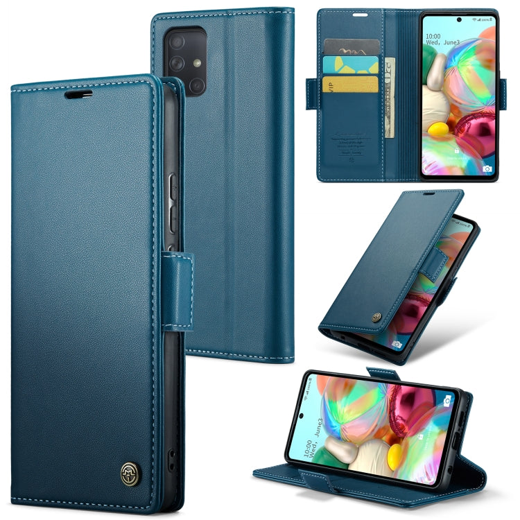 For Samsung Galaxy A71 4G Case - Litchi Texture Leather with RFID Blocking, Card Slot & Stand