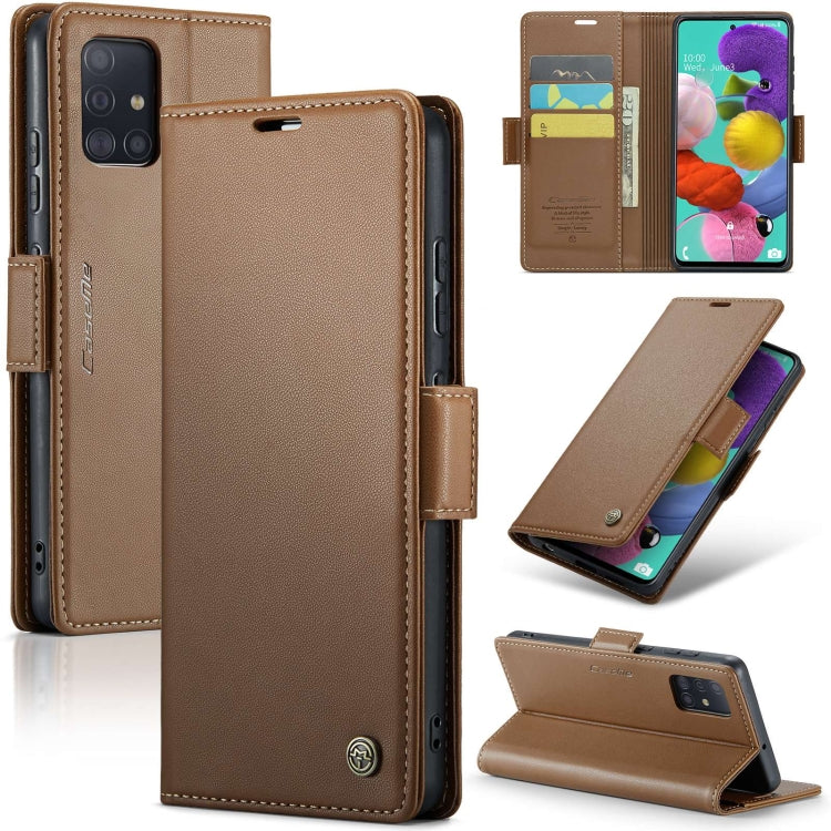 For Samsung Galaxy A51/M40s Case - RFID Litchi Leather with Card Slot & Stand