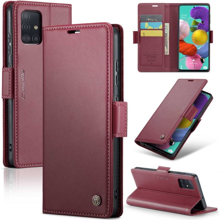 For Samsung Galaxy A51/M40s Case - RFID Litchi Leather with Card Slot & Stand