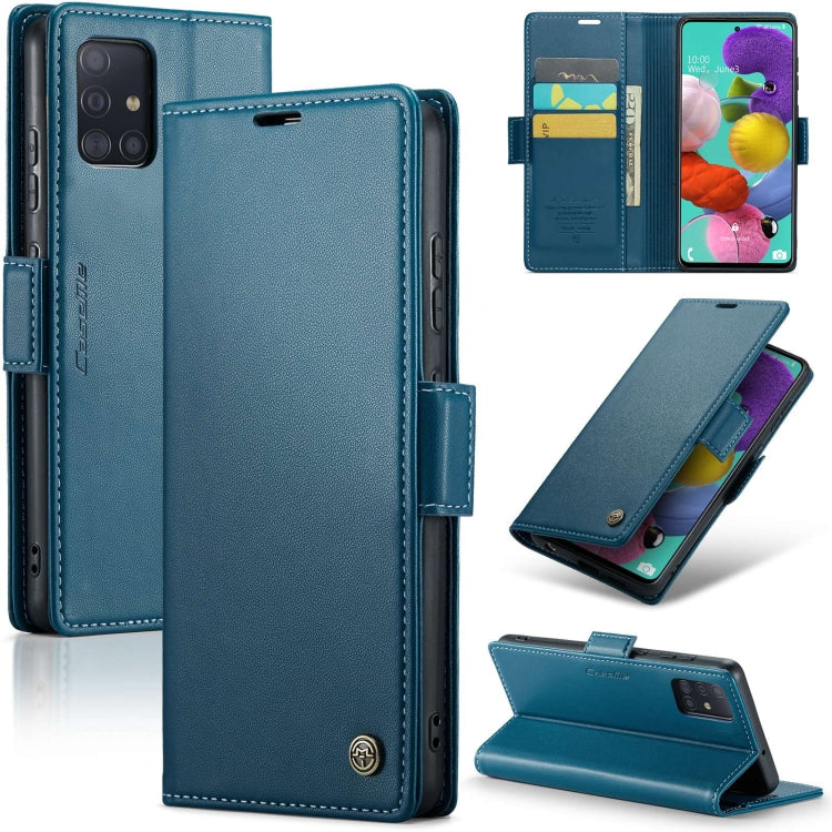 For Samsung Galaxy A51/M40s Case - RFID Litchi Leather with Card Slot & Stand