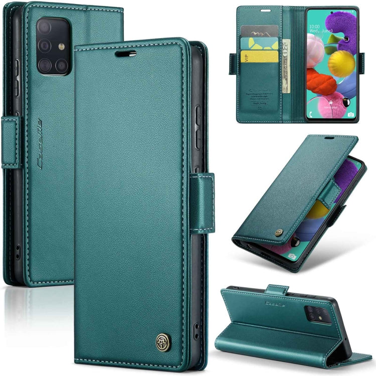 For Samsung Galaxy A51/M40s Case - RFID Litchi Leather with Card Slot & Stand
