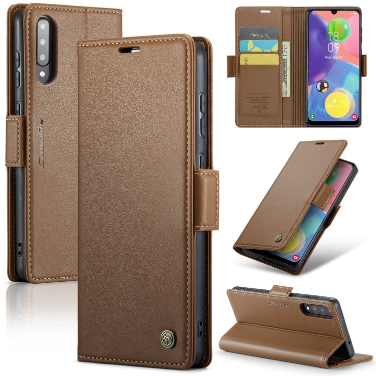 For Samsung Galaxy A70/A70s RFID Leather Case - Litchi Texture with Card Slot & Stand
