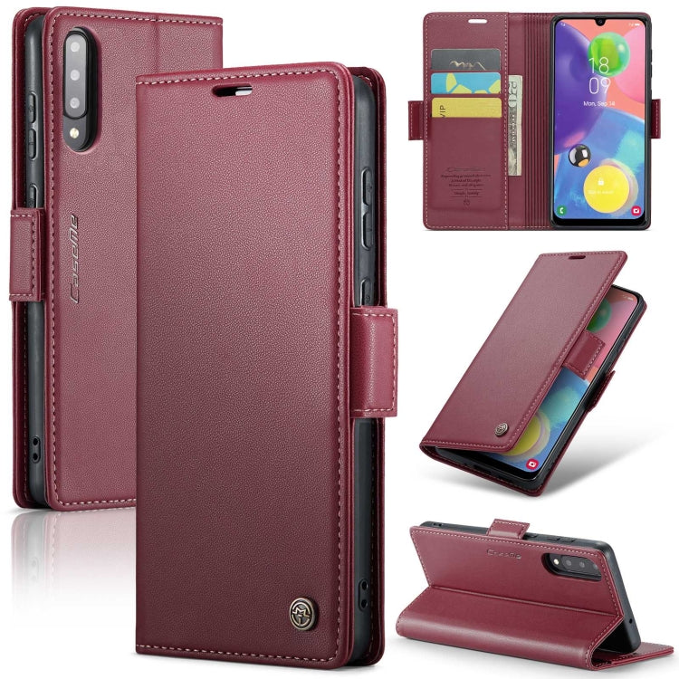 For Samsung Galaxy A70/A70s RFID Leather Case - Litchi Texture with Card Slot & Stand