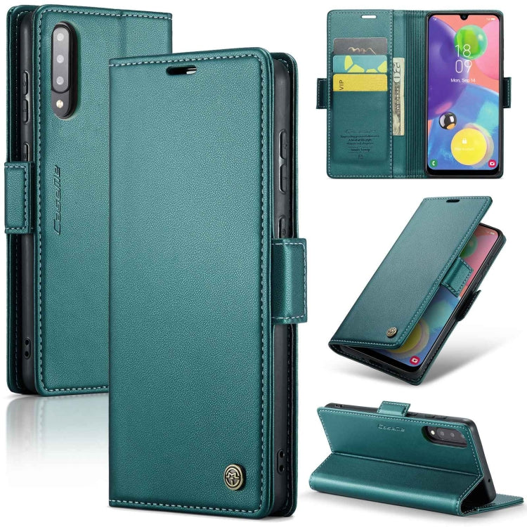 For Samsung Galaxy A70/A70s RFID Leather Case - Litchi Texture with Card Slot & Stand