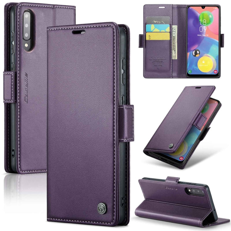 For Samsung Galaxy A70/A70s RFID Leather Case - Litchi Texture with Card Slot & Stand