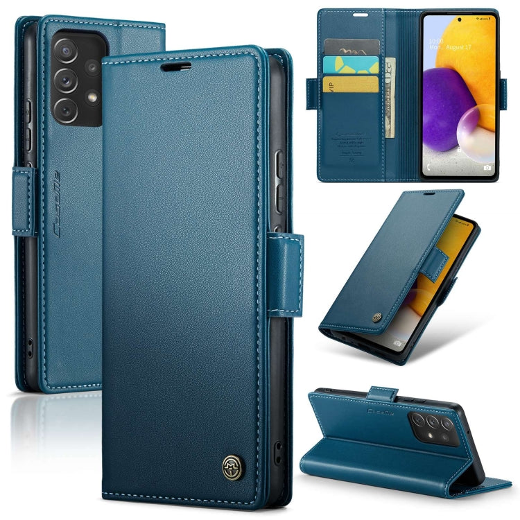 For Samsung Galaxy A72 Case - RFID Blocking Litchi Leather Wallet with Stand & Card Slot