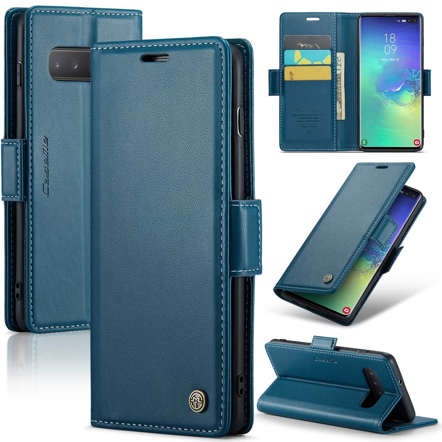 For Samsung Galaxy S10+ Case - RFID Anti-Theft, Butterfly Buckle, Litchi Leather with Card Slot & Stand