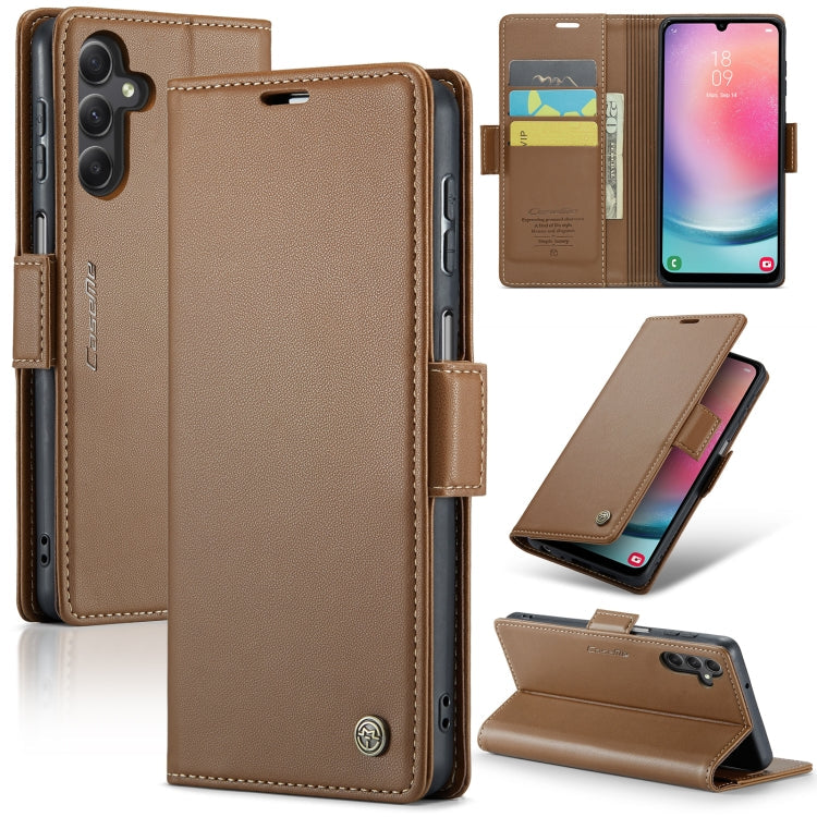 Samsung Galaxy A24 4G Case - RFID Leather Wallet with Butterfly Buckle & Litchi Texture