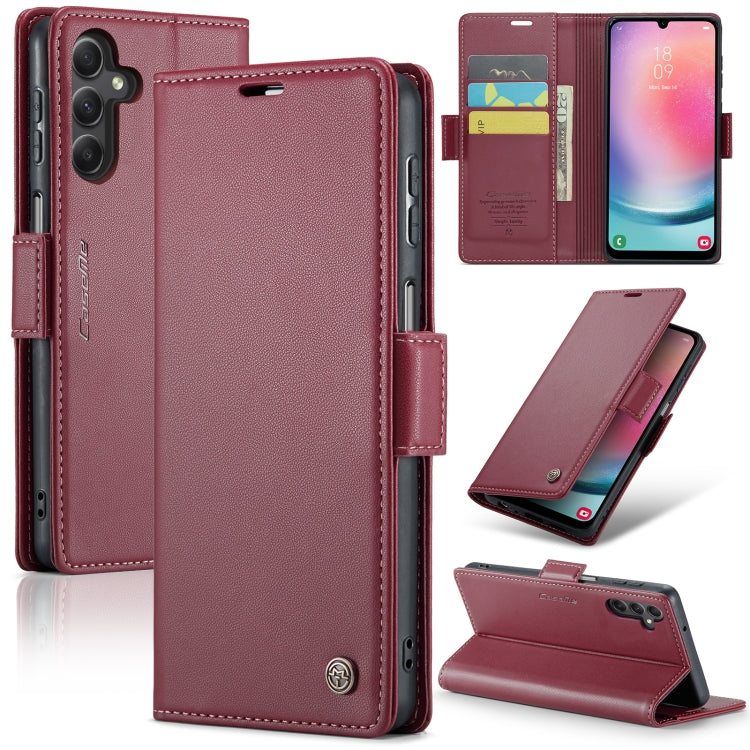 Samsung Galaxy A24 4G Case - RFID Leather Wallet with Butterfly Buckle & Litchi Texture