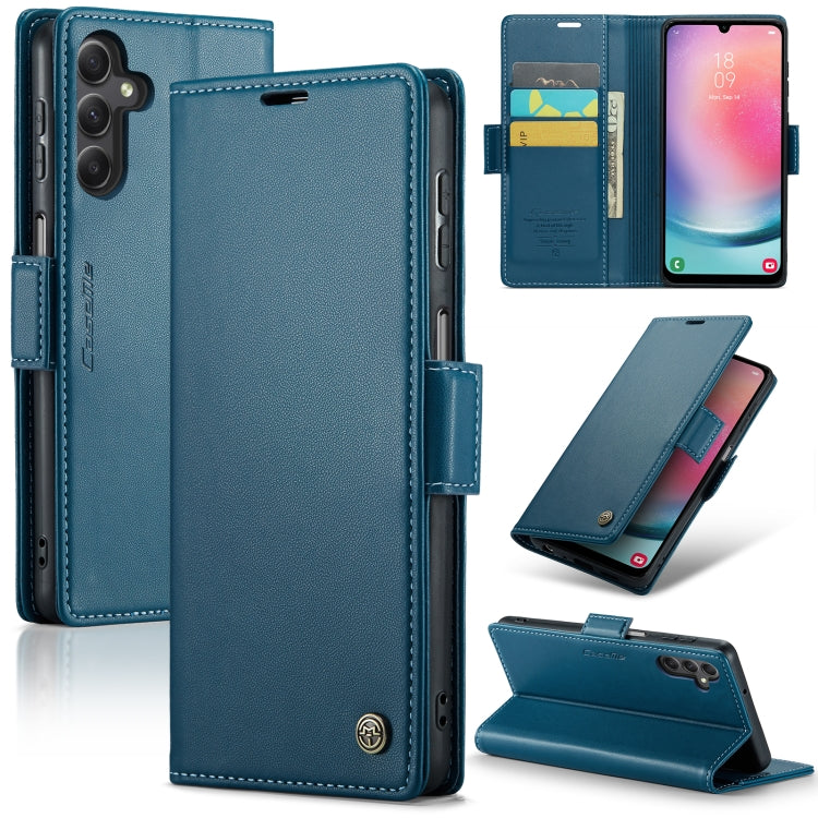 Samsung Galaxy A24 4G Case - RFID Leather Wallet with Butterfly Buckle & Litchi Texture