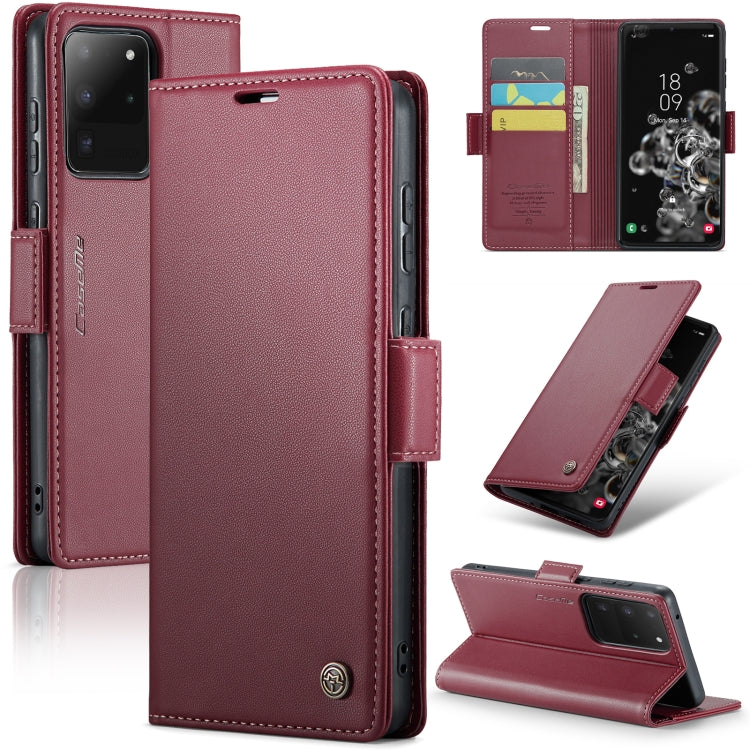For Samsung Galaxy S20 Ultra Leather Case - RFID, Card Slot, Stand, Litchi Texture