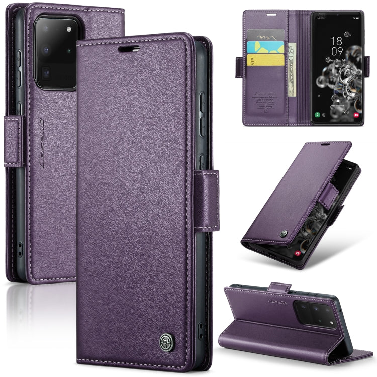 For Samsung Galaxy S20 Ultra Leather Case - RFID, Card Slot, Stand, Litchi Texture