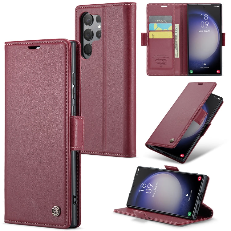 For Samsung Galaxy S24 Ultra Leather Case - RFID Anti-Theft, Litchi Texture, Stand & Card Holder