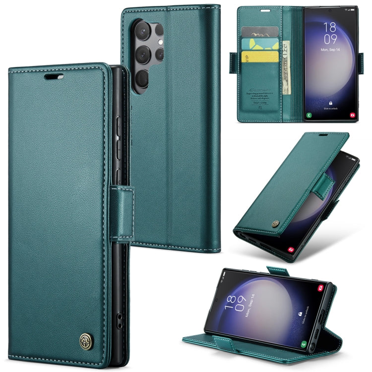 For Samsung Galaxy S24 Ultra Leather Case - RFID Anti-Theft, Litchi Texture, Stand & Card Holder