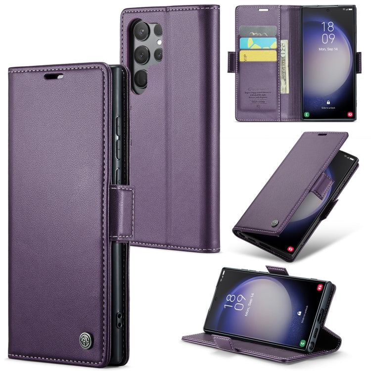 For Samsung Galaxy S24 Ultra Leather Case - RFID Anti-Theft, Litchi Texture, Stand & Card Holder